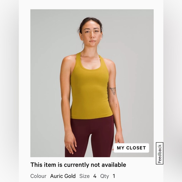 LULULEMON | Racerback Tank Top in Yellow 4 - Picture 2 of 9